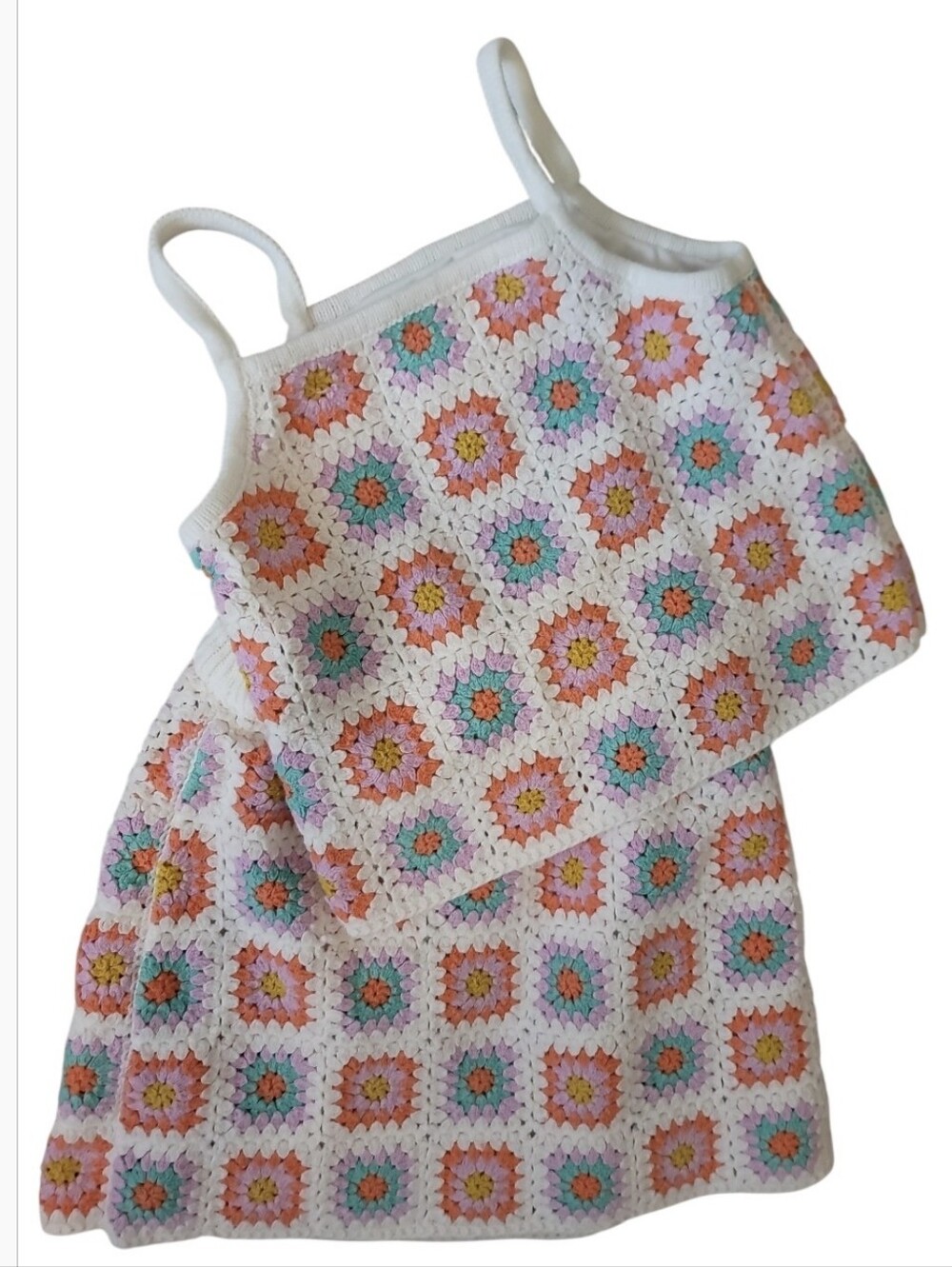 Girl's ART CLASS Crocheted Knit Tank Top And Skirt 7/8 Retro